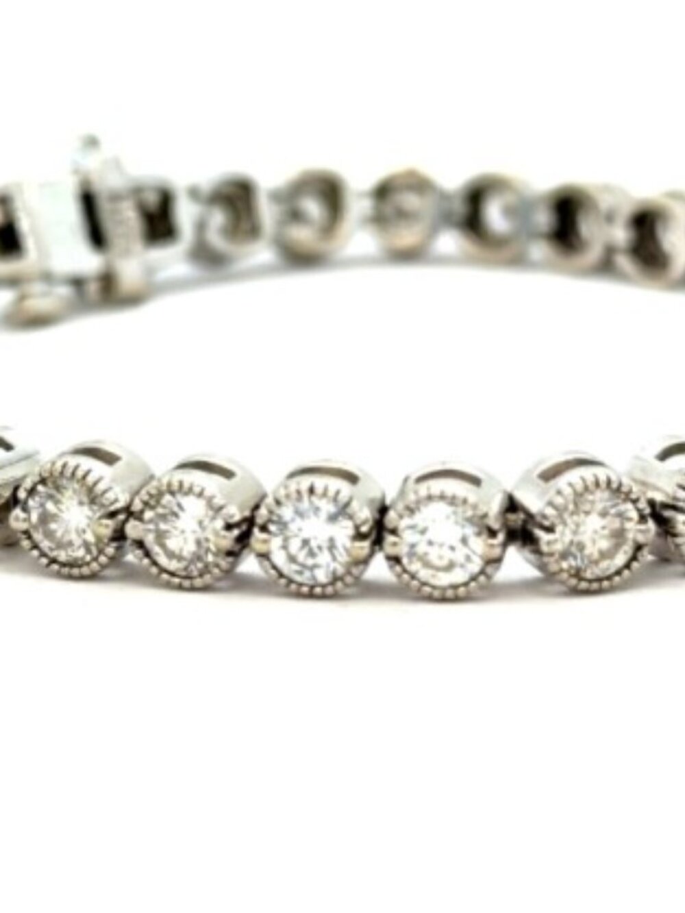 14K 7.12 CARAT DIAMOND Solid White Gold 7" Necklace
